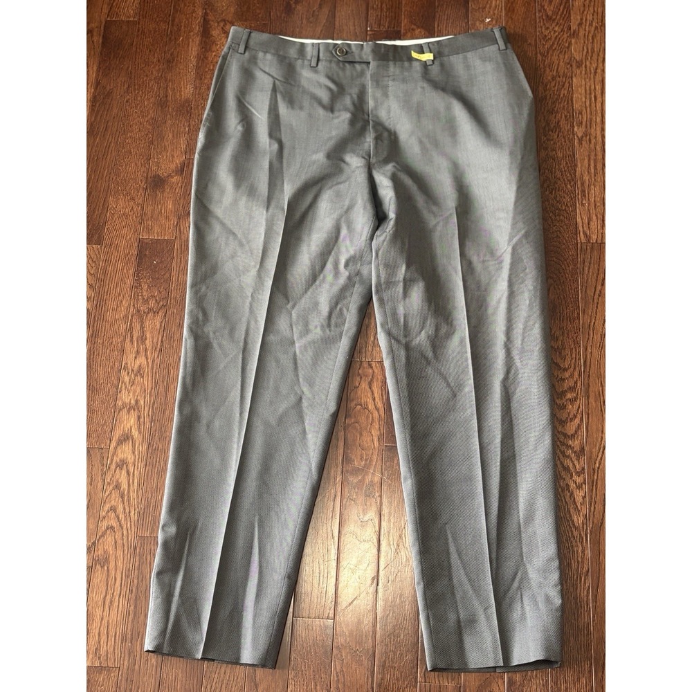 Canali Dress Pants Mens 38x29 Gray Wool Flat Front Straight Leg Trousers Formal